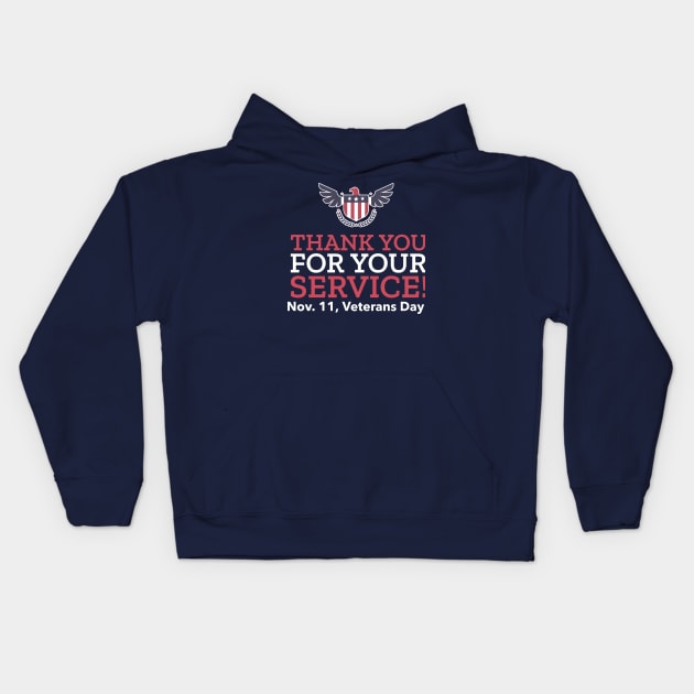 Veterans Day Thank You For Your Service Kids Hoodie by Joco Studio